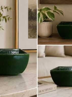 Green Ceramic Decorative Planter Bowl